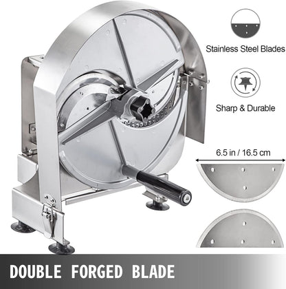 VEVOR Electric Vegetable Slicer, 0-0.5"/0-12mm Thickness Adjustable Commercial Slicer Machine, Convertible to Manual, Stainless Steel Food Cutter Slicing Machine, for Potato, Lemon, Tomato, Apple