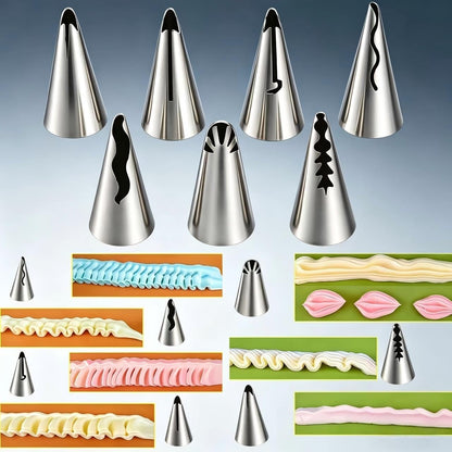 8 Pcs Rose Flower Piping Tips Set,Petal Icing Tips,PipingRose Nozzle,Stainless Steel Cake Decorating Pastry Tools, for CakeDecorating,with A Cleaning Brush (Rose-8pcs)