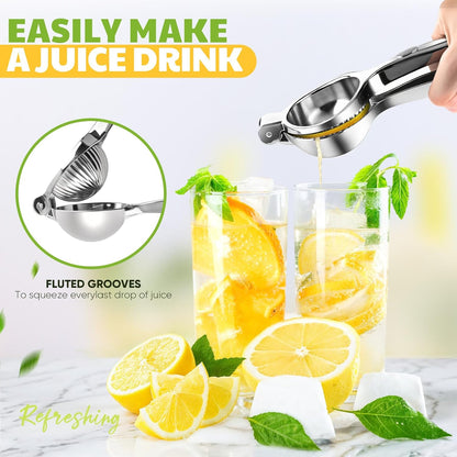 Lemon Squeezer Large, Lemon Squeezer Juicer Stainless Steel, Heavy Duty Manual Citrus Juicer Hand Press, Kitchen Tools Lime Squeezer Bar Tool, Easy to Clean Metal Lemon Hand Press