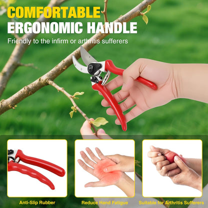 Yesker Pruning Shears Garden Shears 7.8" Professional Garden Scissors Sharp 65 Manganese Steel Blade Heavy Duty Clippers Hand Pruners for Cutting Fresh Flowers Branch Plant Trimming Gardening Tools