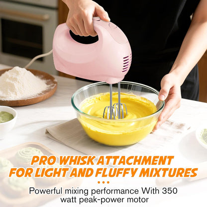 Hand Mixer, 5-Speed Electric Whisk with Turbo Boost Includes 5 Stainless Steel Attachments - Great Stand Mixer Alternative for Baking Cakes, Bread & More