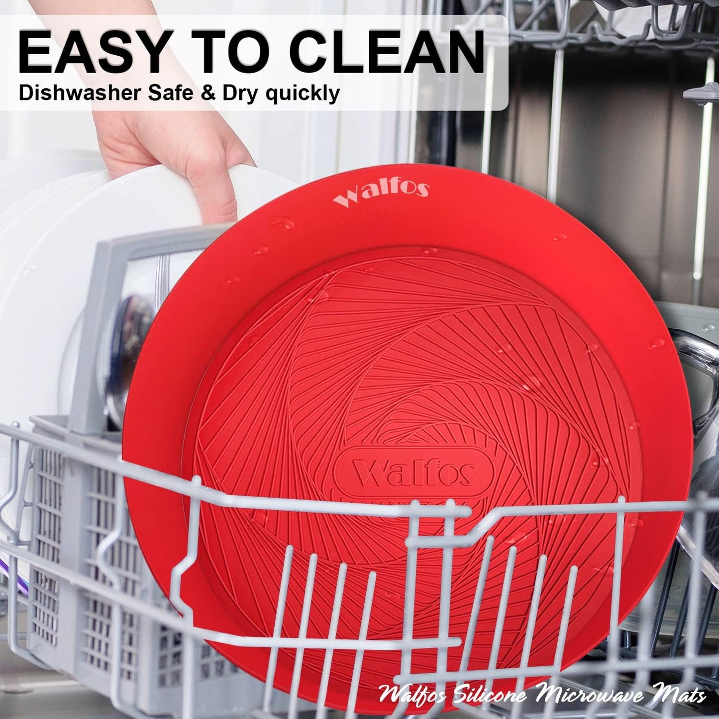 Walfos Silicone Trivet Mats - 4 Heat Resistant Pot Holders, Multipurpose Non-Slip Hot Pads for Kitchen Potholders, Hot Dishers, Jar Opener, Spoon Holder, Food Grade Silicone & BPA Free (Black)