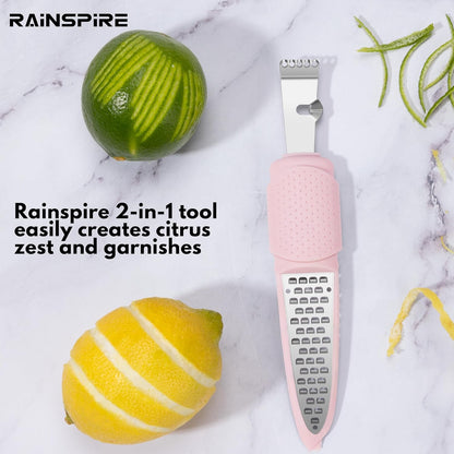 Rainspire Lemon Zester Tool with Channel Knife, Stainless Steel Citrus Zester Tool, Lemon Peeler, Zesters for Kitchen, Ultra Sharp 2-in-1 Tool Easily Creates Citrus Zest (Black)