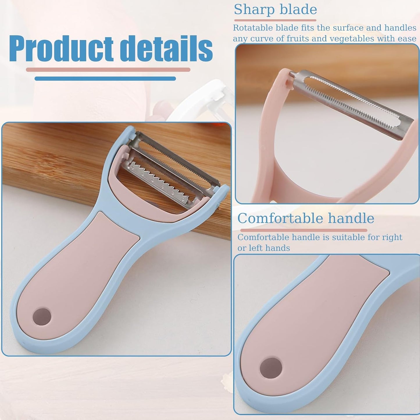 Vegetable Peeler with Straight and Julienne Peeler, Potato Peelers for Kitchen, Y Peeler Stainless Steel Blade for Carrot Fruit Apple Cucumber Veggie, 8Pcs in 4 Set