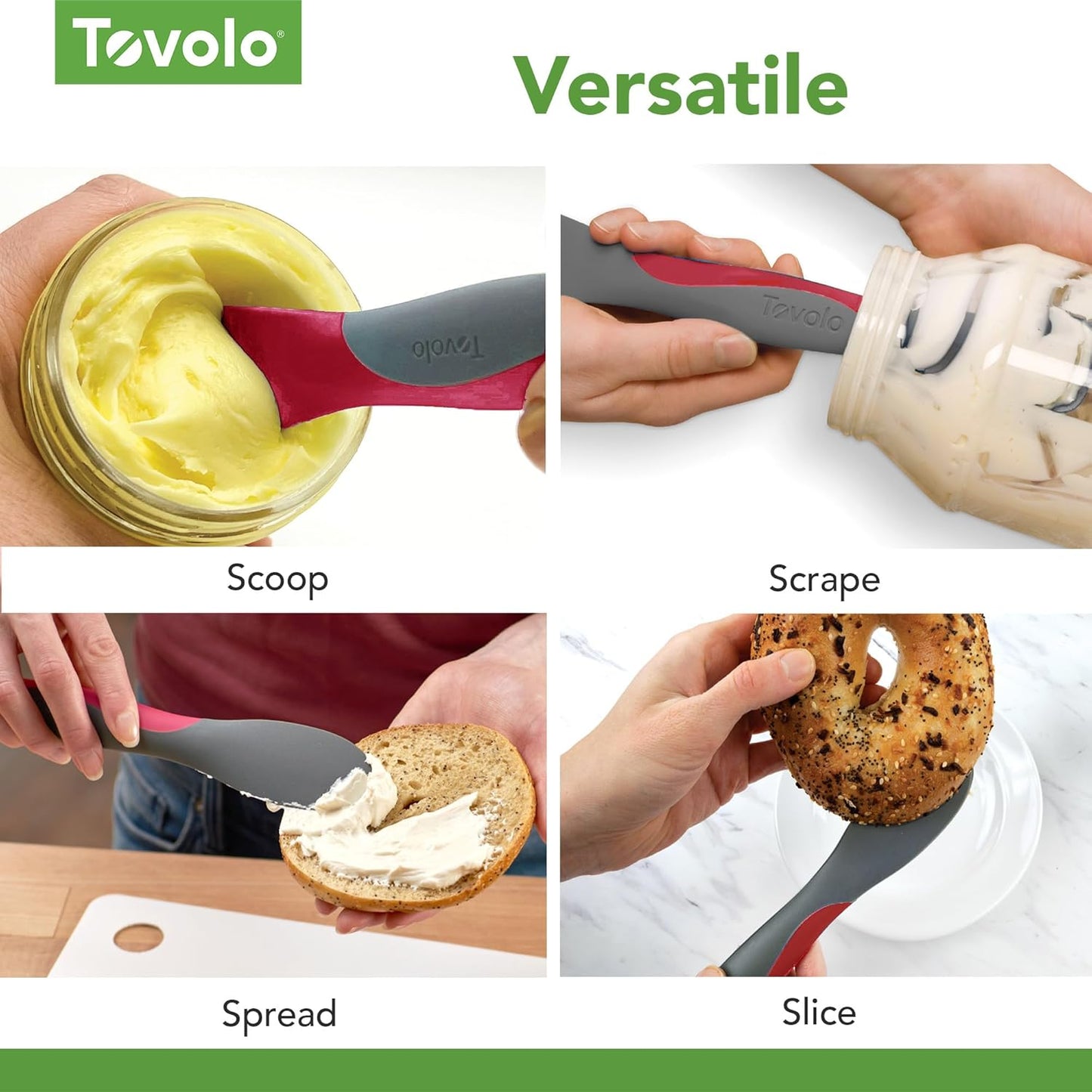 Tovolo Tool for Kitchen Meal Prep to Scoop Spread Slice and Scrape,White/Gray