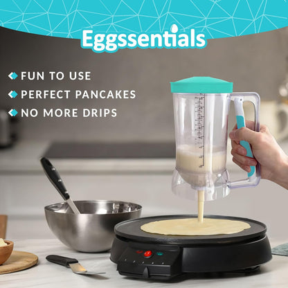 Eggssentials - Pancake Batter Dispenser with 5-Cup Capacity - Waffle Batter Dispenser for Pancakes, Cupcakes & Crepes, Easy-Squeeze Handle, Dishwasher Safe - Black Pancake Dispenser