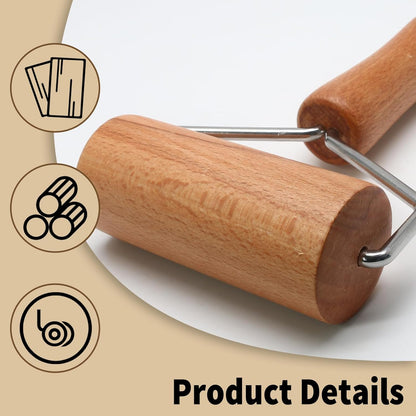 Wooden Rolling Pin, Ergonomic Non-Stick Pizza Baker Dough Pastry Roller for Kitchen Home Cooking Baking (T Square Type)
