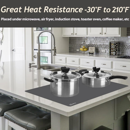 Extra Large Silicone Mat 36" x 24" Place Mats, Heat Resistant Mat for Kitchen Countertop Protector, Thick Placemats Washable Silicone Mats for Kitchen Counter Mat Dining Table Mat, Grey, Sapid