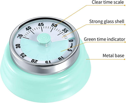 Kitchen Timer, Kitchen Countdown Cooking Reminder No Battery Required Magnetic Time Management Timer, Xmas Gift, Green