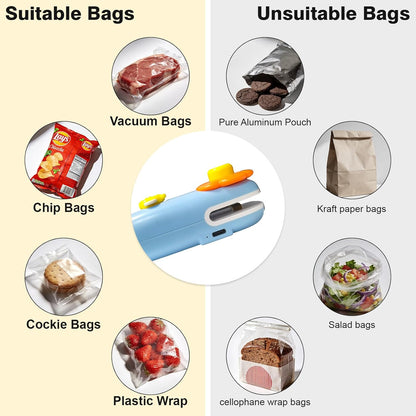 Mini Thermal Sealer with Built-in Cutter & Fridge Magnet, USB Rechargeable - Portable Food Bag Sealer for Snacks, Chips, Cereals | Keep Food Fresh Longer | Compact Kitchen Gadget for Home, Camping