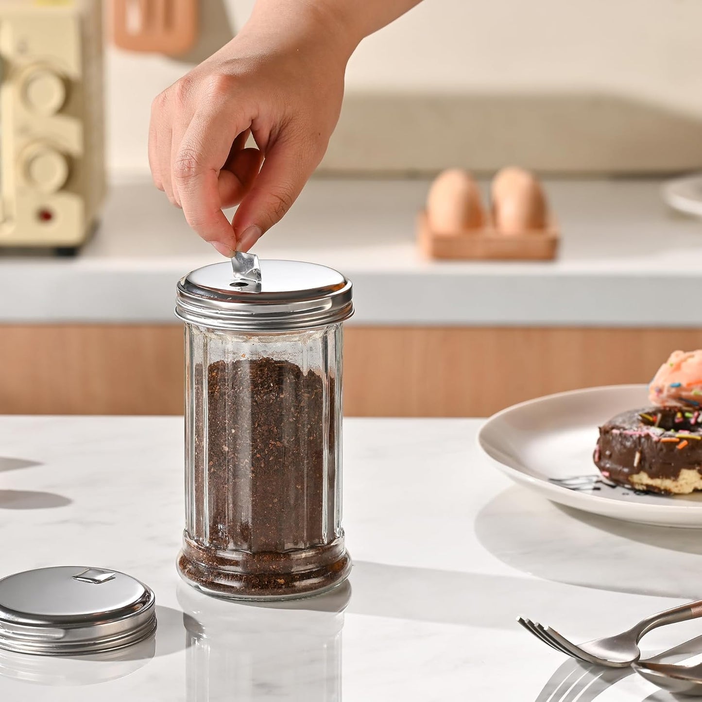 Fox Run 5167 Glass Spice Jar with Stainless Steel Shaker Lid, 6 Ounce, Clear Container for Seasonings, 1 Count (Pack of 1)