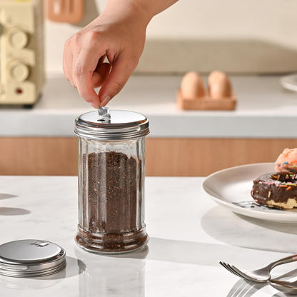 Fox Run 5167 Glass Spice Jar with Stainless Steel Shaker Lid, 6 Ounce, Clear Container for Seasonings, 1 Count (Pack of 1)
