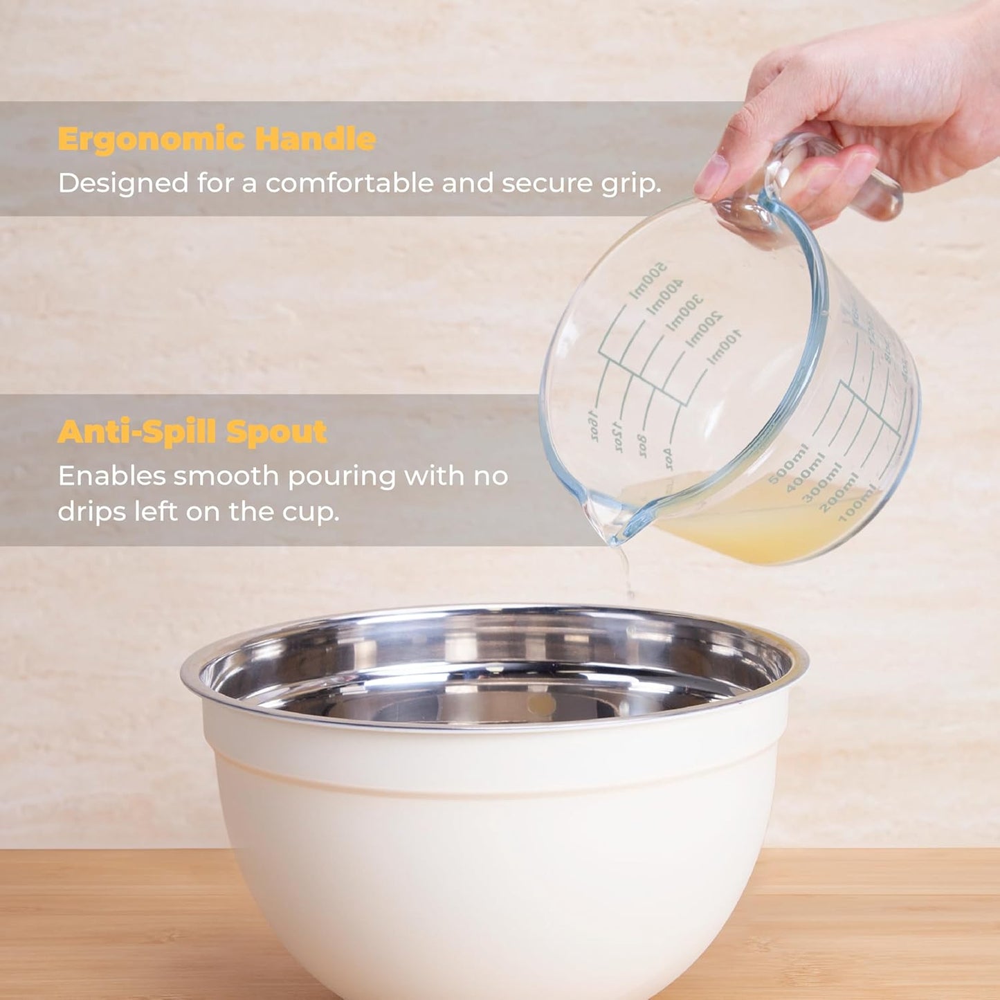 Cartman Glass Citrus Lemon Orange Juicer, Gray Manual Hand Squeezer, Glass Citrus Reamer, Lemon and Lime Manual Squeezer,Kitchen tool,Ounce Measuring Cup