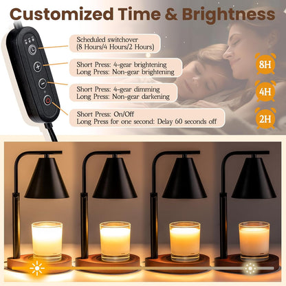 Marycele Candle Warmer Lamp with Timer & Dimmer - Mothers Day Gifts for Women Mom Her, Aesthetic Office Home Decor, Adjustable Height Wax Melter for Candle Jar & 3-Wick Candles (2 Bulbs Included)