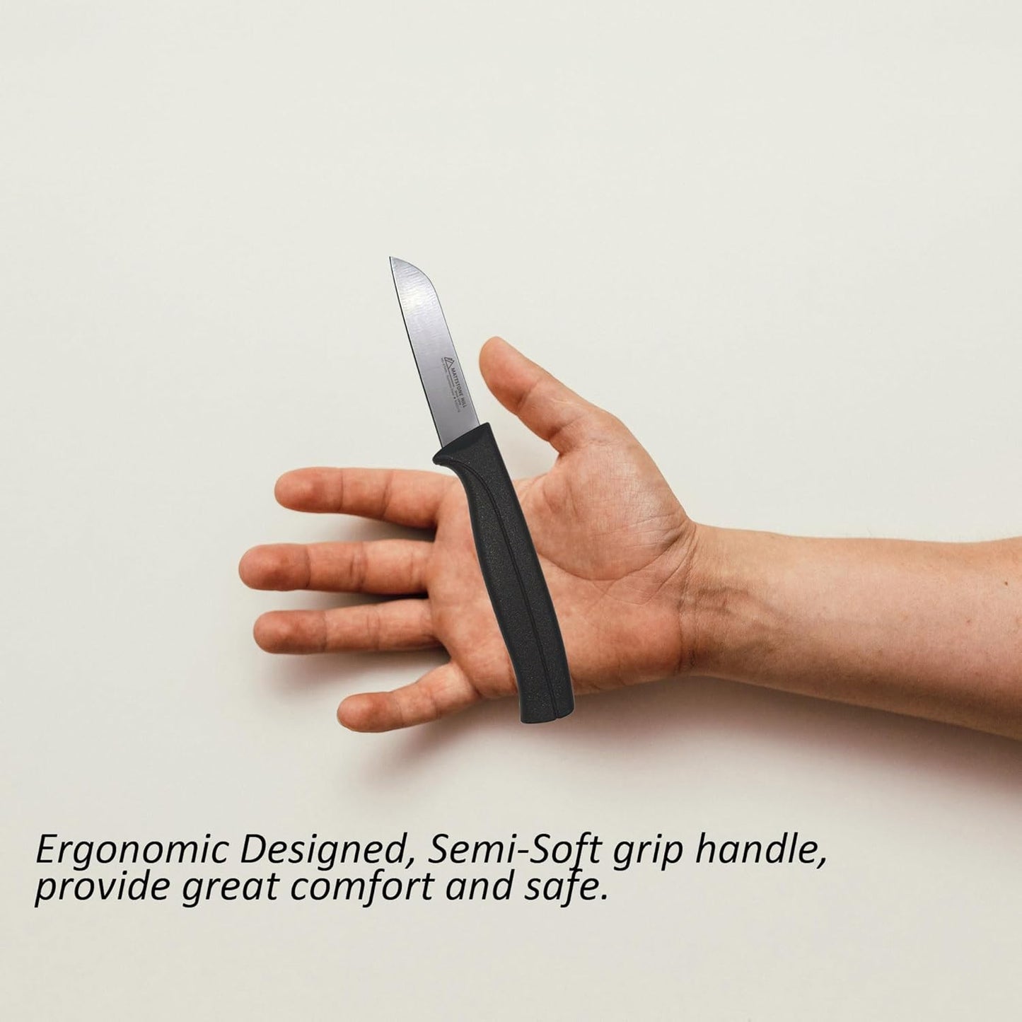 Tomato Knife - MATTSTONE HILL 5 Inch Serrated Kitchen Utility Knife, Serrated Cheese Tools, German X50CrMoV Steel, Red Handle