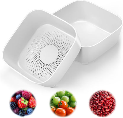 Colander for Kitchen, Detachable Fruit Bowl with Drip Tray, Plastic Food Strainer for Fruits, Vegetables, Berries and Pasta, Colander Set for Home and RV Use, Dishwasher Safe