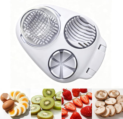 Egg slicers 3-in-1 Stainless Steel Egg Cutter, Multipurpose 3-Way Cutter for Hard Boiled Eggs, Strawberry, Tomato, Mushroom & More