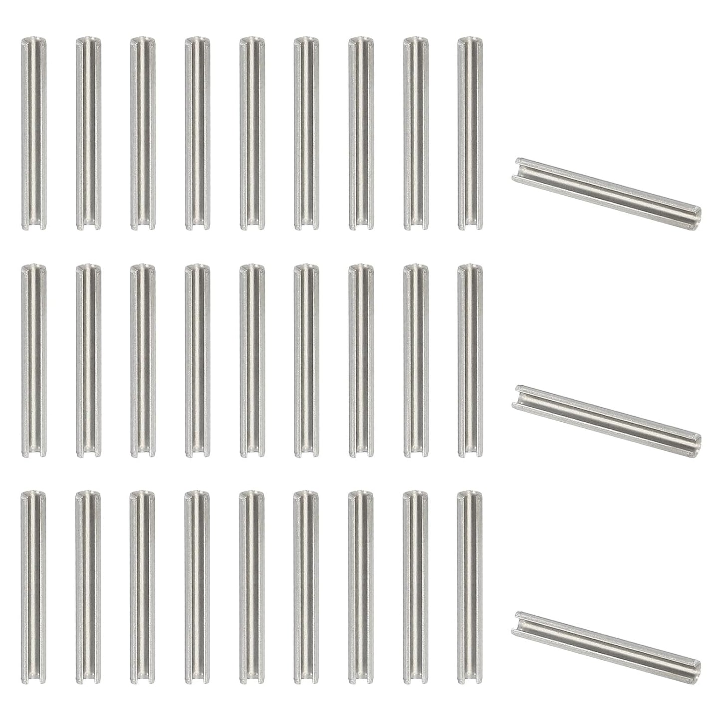 PATIKIL Slotted Spring Pin, 50 Pcs 1/8" x 3/4" (3.2mm x 20mm) 304 Stainless Steel Split Roll Pins Spring Dowel for Home Improvement Automotive Machine Repair, Silver - Colors A