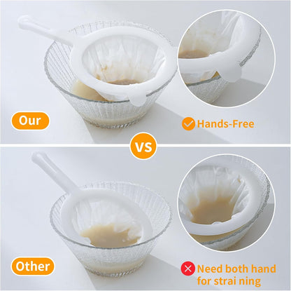 Premium Multi-Mesh Strainer Set, 4 Pack - 100/200/300/400 Mesh, Nylon & Plastic Fine Mesh Sieve for Tea, Coffe, Nut Milk, Juice, Broth, Smoothies, Reusable & Easy to Clean, Durable,Dishwarer Safe