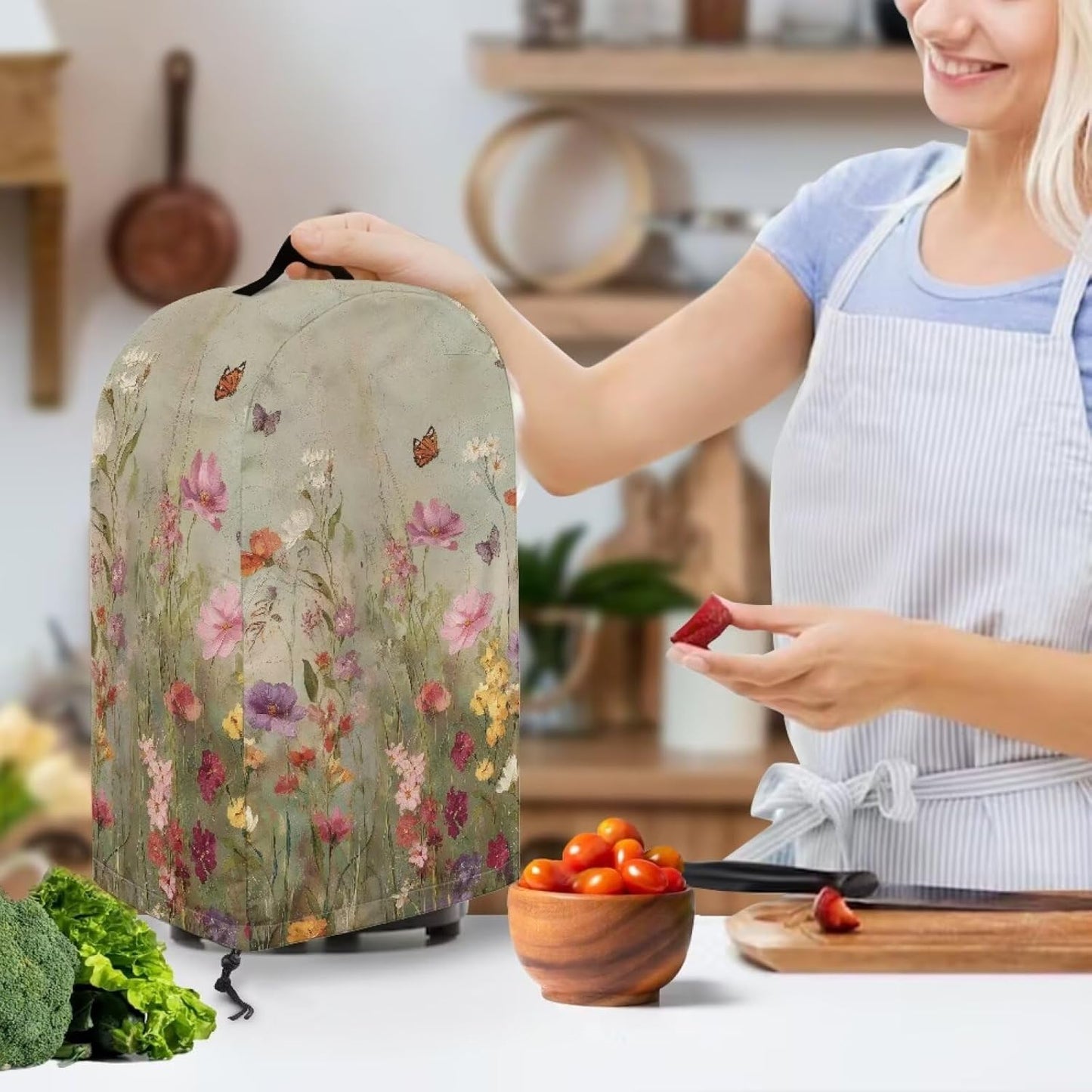 Coffee Pastry Blender Dust Cover with Drawstring Field Stand Mixer or Coffee Maker Cover Anti Fingerprint Polyester Appliance for Home Kitchen Decor