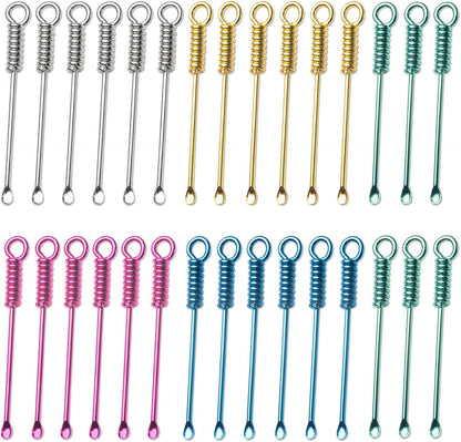 30 PCS Tiny Spoon Portable Powder Spoon Sparkling Mini Spoon Necklace Alloy Mini Spoon for Salts Filling Spice Powder DIY Crafts (Colorful)