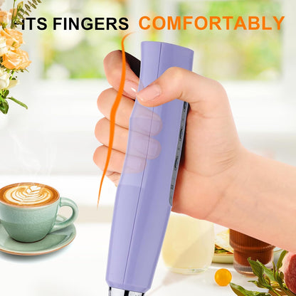 YUSWKO Black Handheld Milk Frother Wand for Coffee, Rechargeable Electric Whisk with 3 Heads 3 Speeds Drink Mixer Coffee Frother For Latte, Cappuccino, Hot Chocolate, Egg