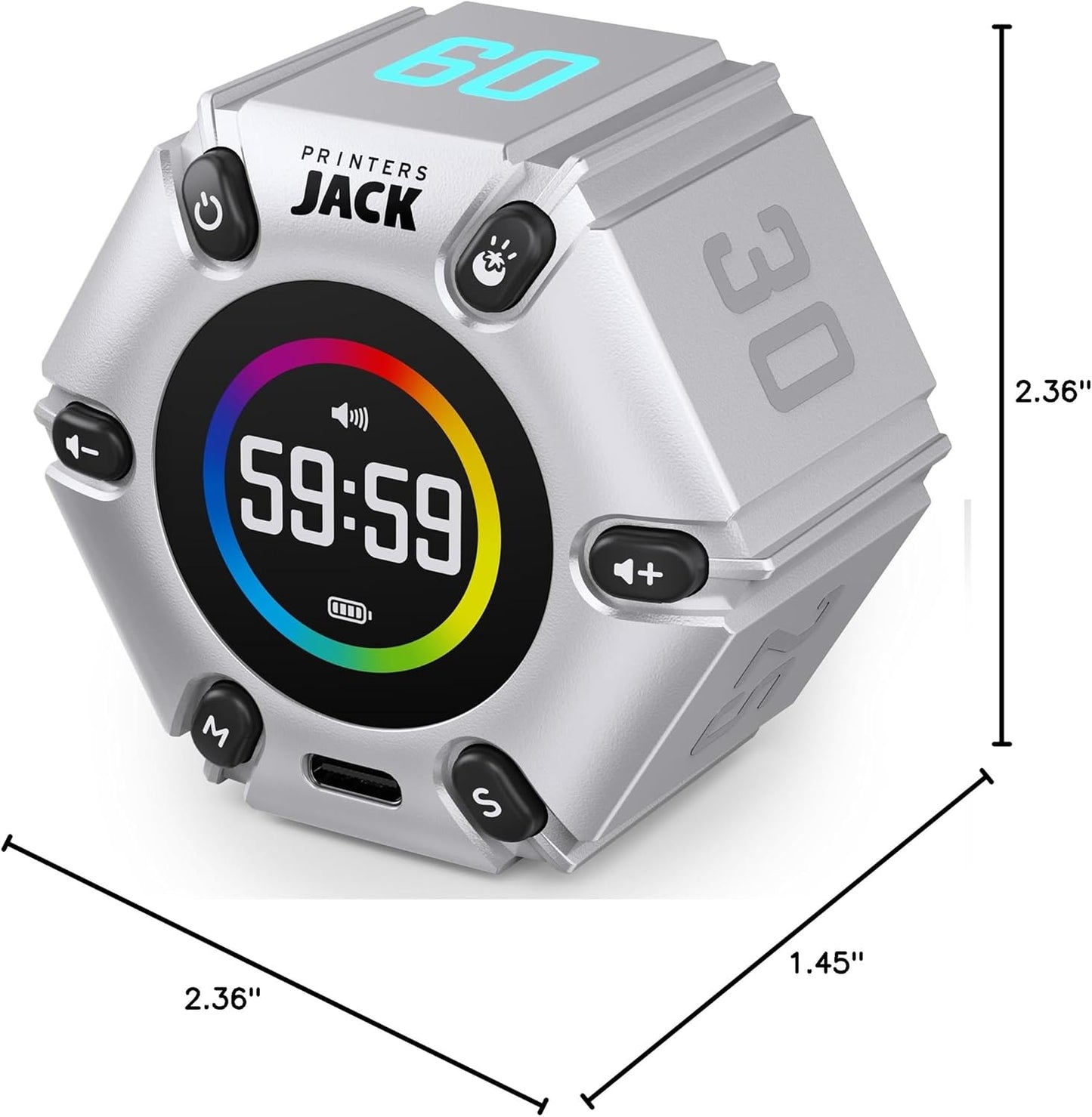 Pomodoro Timer, Magnetic Visual Timer with Flip Countdown, Silent & Alarm, Tools for Anyone, Cube Digital Timer for for Work, Kitchen Cooking, Study, 3/5/10/25/30/60min & Custom Countdown - Turquoise