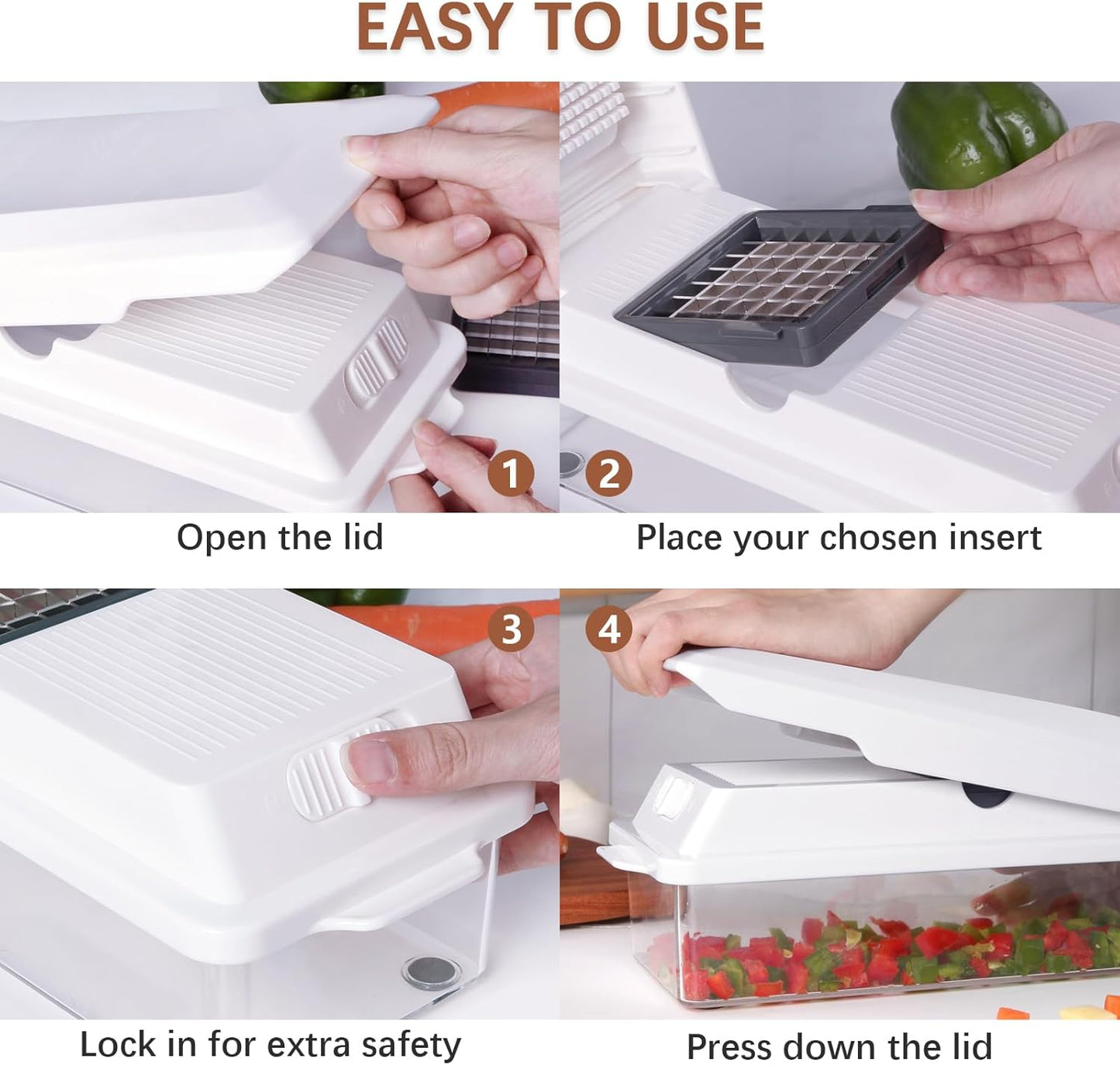LHS Professional Multifunctional Vegetable Chopper Pro Food Chopper with Food Storage Containers, Mandoline Slicer Onion Dicer Fruit Cutter, Kitchen Gadgets and Home Essentials(7 in 1, Black)