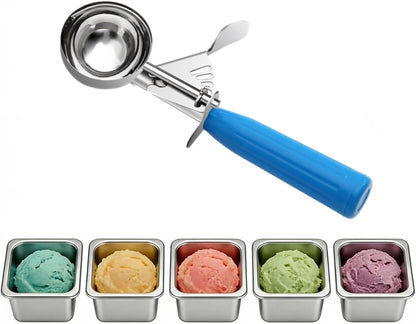 QUAL COOK Heavy Duty Stainless Steel Ice Cream Scoop 4 oz, Cookie Scoop with Trigger, Baking Scoop for Bakeries,Restaurants & Dessert Shops, #8, Grey