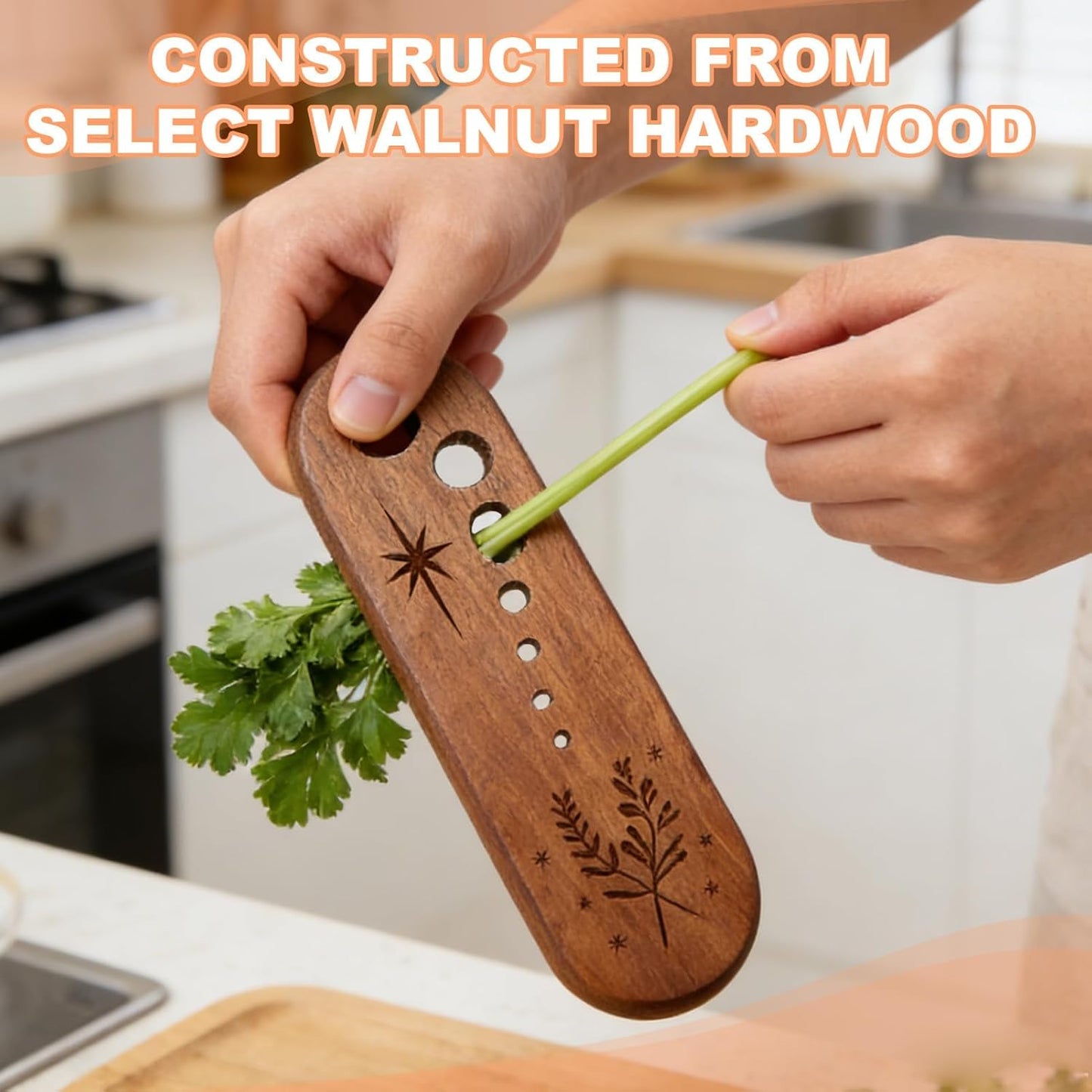 2Pcs Wooden Stripper Vegetable Leaf Separator, Herb Stripper Tool Supplies, Handmade Wood 7 Hole Different Sizes Elegant Kitchen Tool, Gifts for the Kitchen Suitable for Home