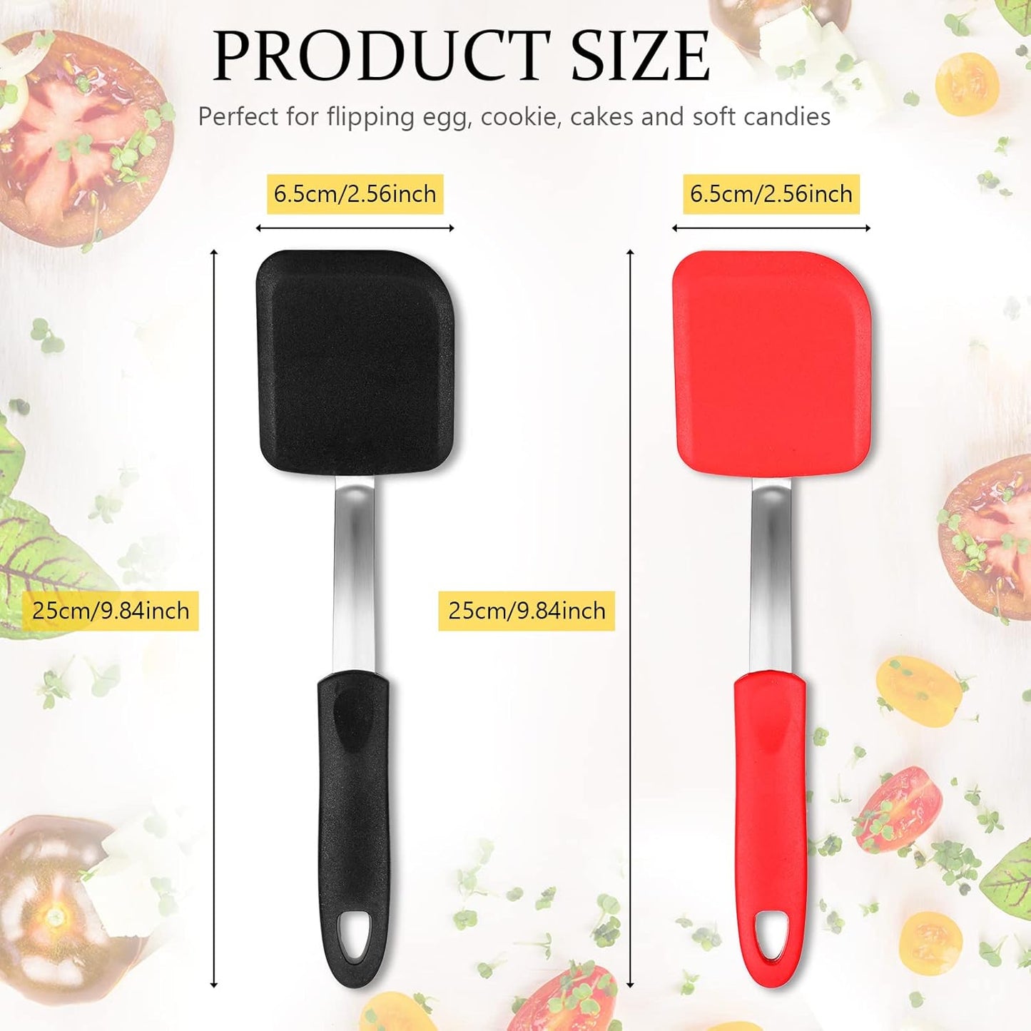 Silicone Cookie Spatula Turner 2 Pack Mini Brownie Spatula Flexible Kitchen Small Silicone Turner for Nonstick Cookware Heat Resistant No Scratch Flipper for Pancake(Solid Flat,Gray, Blue)