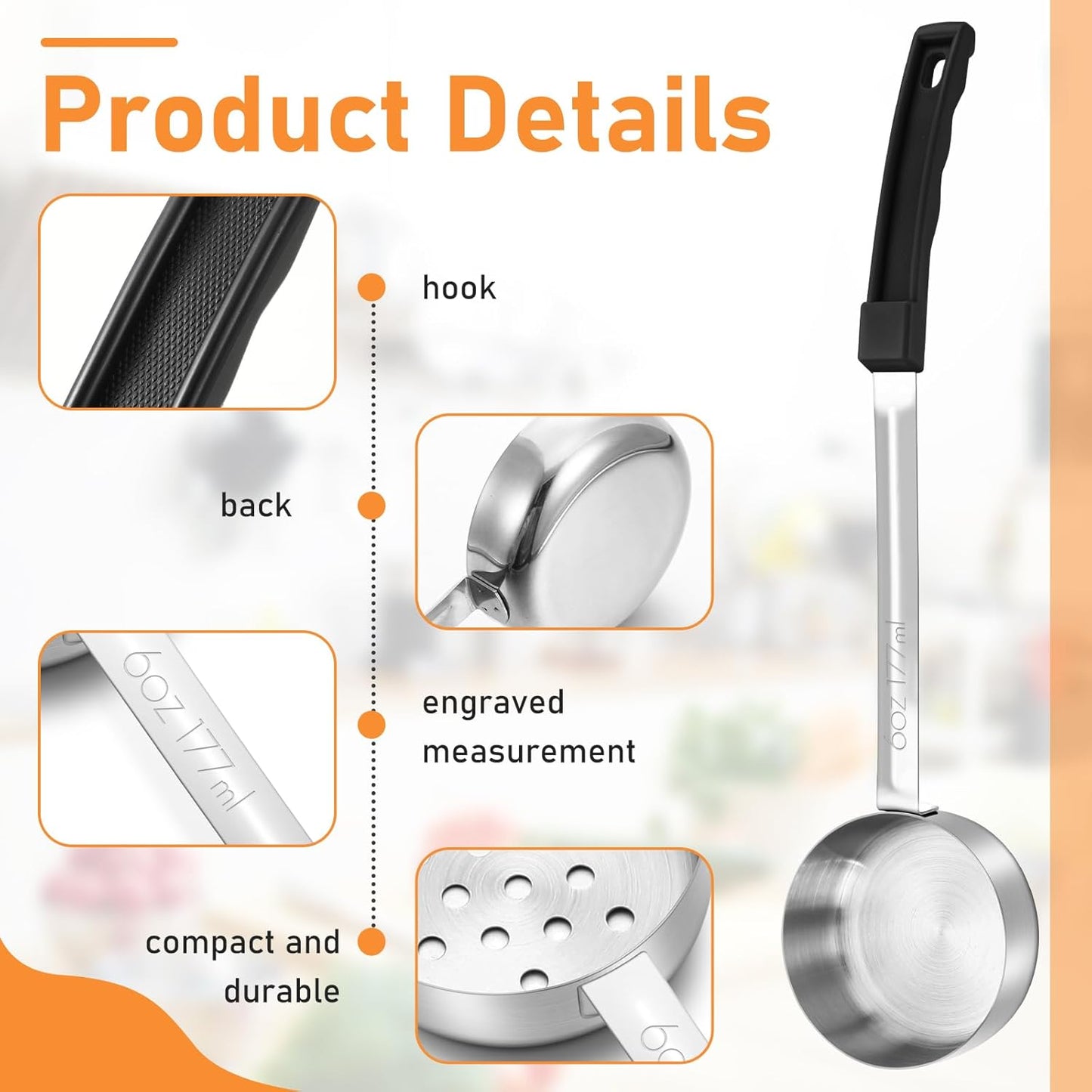 Teenyyou 4 Pcs Portion Control Serving Spoons Portion Control Spoons Ladle Scoops Food Measuring Utensils Proportion Manage Slotted and Unslotted Scoops for Weight Loss(Green,4oz)