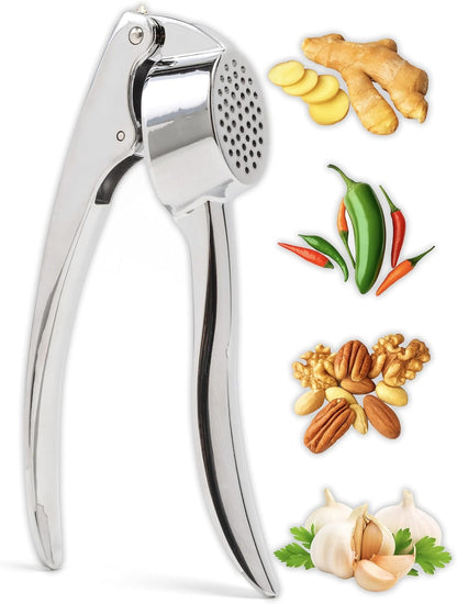 IPEA Stainless Steel Garlic Press for Garlic, Ginger, Chilli – Super Solid – Elegant Design – Professional Kitchen Garlic Press for Squeezing Nuts and Foods – Crusher – Easy to Clean