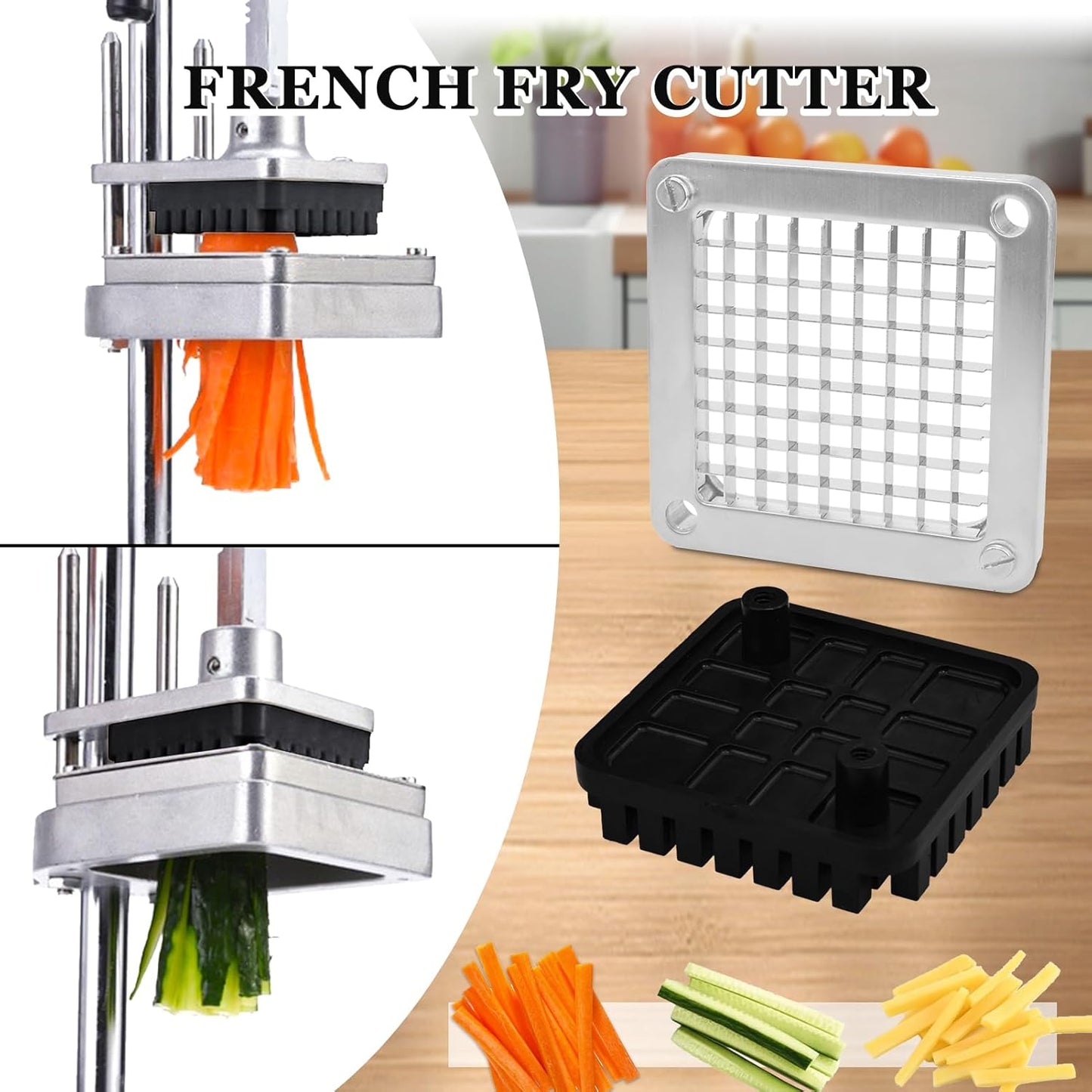 Replacement Chopper 1/4" Blade, Commercial Vegetable Chopper Dicer, French Fry Cutter Stainless Steel Blade for Fruit Cutting Machine Tomato Onion Pusher Block