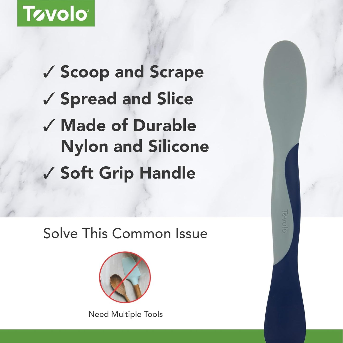 Tovolo Tool for Kitchen Meal Prep to Scoop Spread Slice and Scrape,White/Gray
