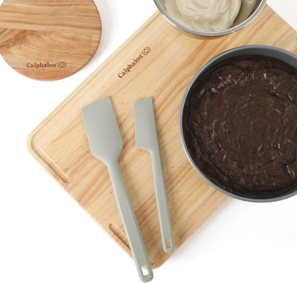 Calphalon Prime Scraper Set, 2-Piece Silicone Kitchen Scraper Set, Flexible Baking & Cooking Scrapers, Heat-Resistant Nonstick-Safe Tools with Ergonomic Handles, Navy