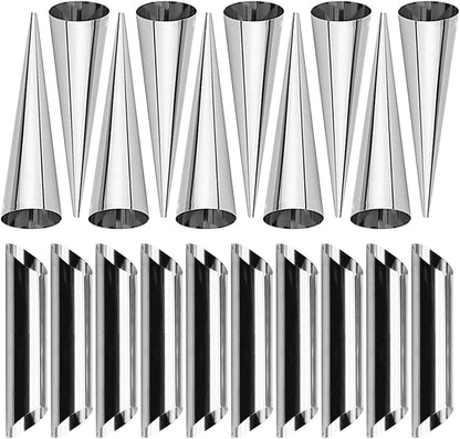 Non-stick Cream Cannoli Tubes, FantasyDay 12 Pcs Stainless Steel Baking Cones Pastry Roll Horn Croissant Mold Cannoli Shells with 1 Clean Brush - Pastry Baking Set for Christmas Cake Anniversary Party
