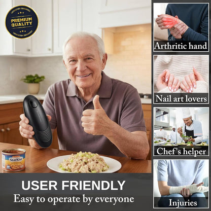 Electric Can Opener for Seniors, One Touch Automatic Battery Operated Can Opener with Smooth Edge, Hands Free, Fits All Can Sizes, Kitchen Gadgets for Arthritis