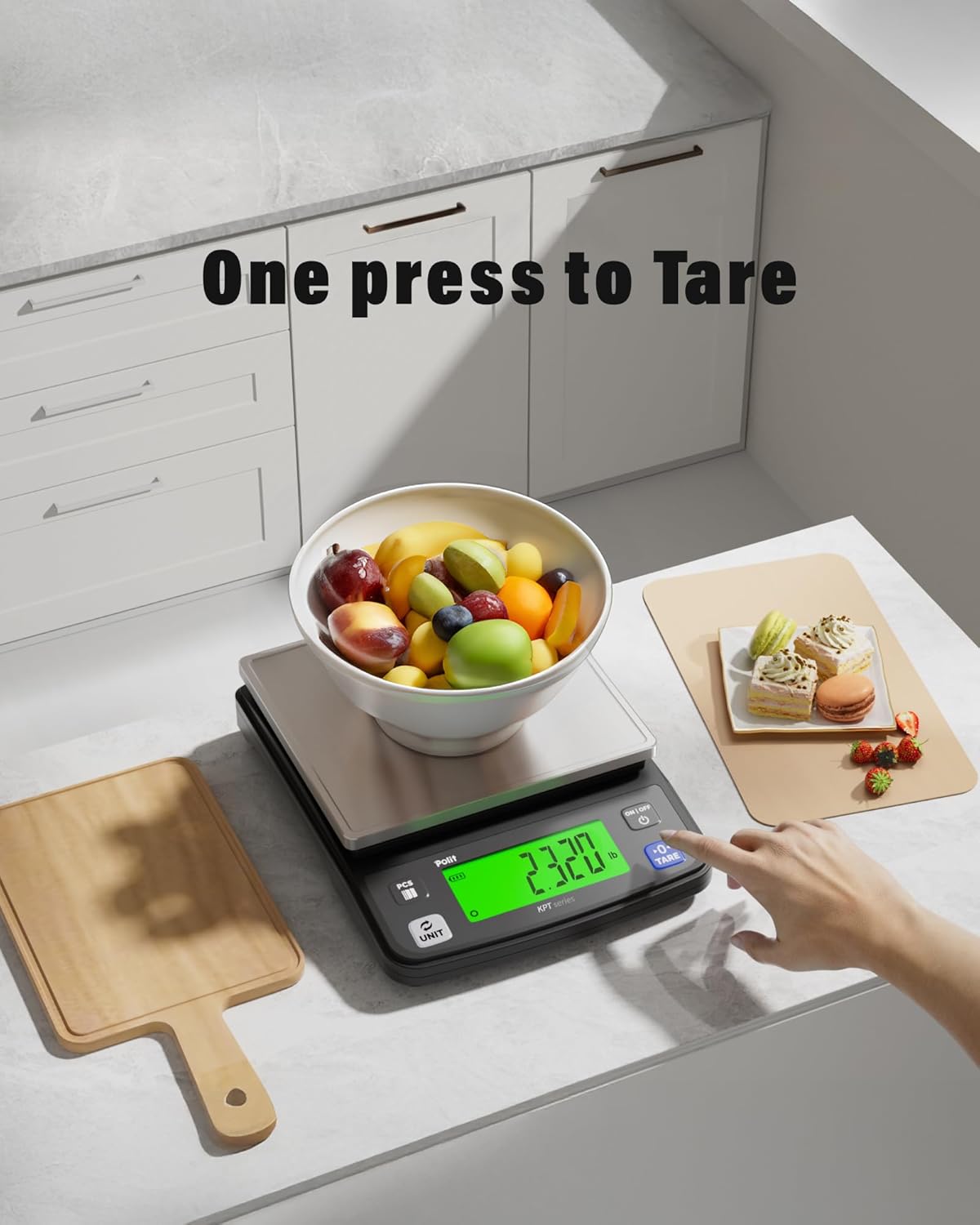 Polit Digital Kitchen Scale KT-66 30lb/13kg｜0.05oz/1g Precision Food Scale with LCD Display｜Battery or Plug-in｜Stainless Steel Top｜Grams, Ounces, Pounds｜5 Units for Baking, Farming & Shipping Scale