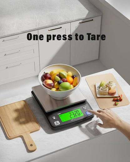 Polit Digital Kitchen Scale KT-66 30lb/13kg｜0.05oz/1g Precision Food Scale with LCD Display｜Battery or Plug-in｜Stainless Steel Top｜Grams, Ounces, Pounds｜5 Units for Baking, Farming & Shipping Scale