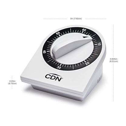 CDN Compact 60-Minute Mechanical Timer | Easy-to-Read 2.5” Dial | Loud 3-Second Alarm | Ideal for Cooking or Baking | Countertop or Wall Mountable | Silver Finish | MT1