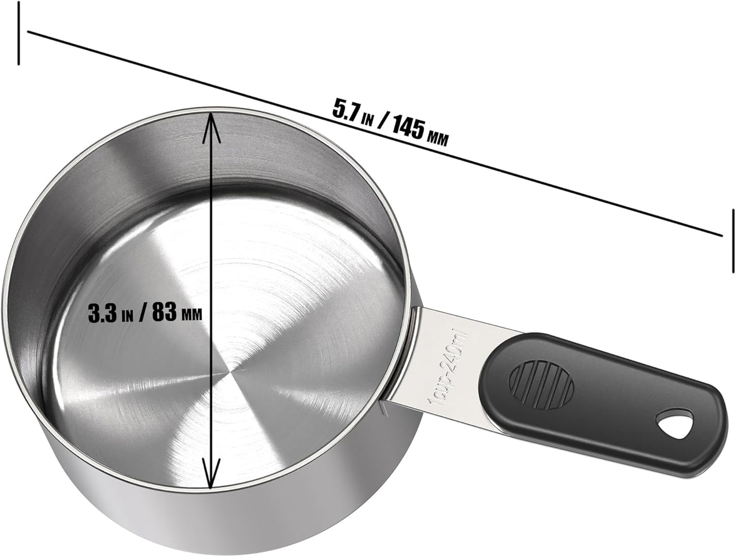 DOTINGHUX 1/3 Cup Magnetic Grips Stainless Steel Measuring Cup -1PCS