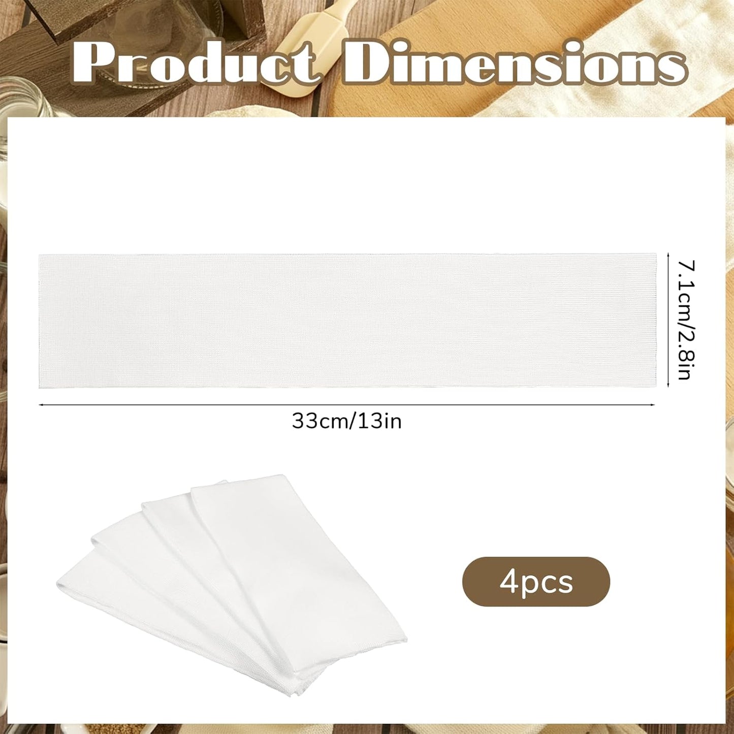 4 Rolling Pin Covers 14.96 x 1.97 Inch Cotton White Rolling Pin Sock Sleeve for Non-Stick Dough Baking Absorbs Excess Flour So Pastries Come out Light and Flakey
