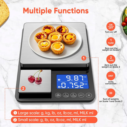 KUAIVO Smart Nutrition Food Scale with TFT Display, Tracks Calories, Fat, Carbs & Protein, Works with App for Daily Reports, 50 Built-in Foods, 23 Nutrients, Digital Kitchen Scale for Meal Prep