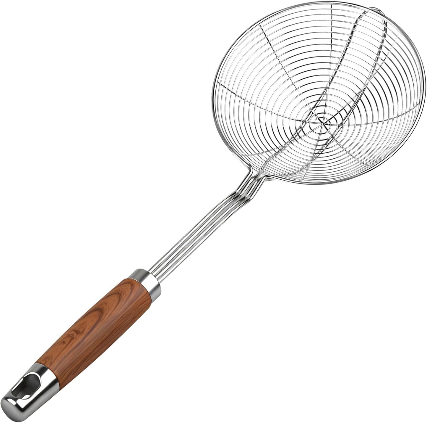 ChefBee 5.3" Spider Strainer Skimmer Spoon with Handle, Stainless Steel Wire Strainer Ladle for Cooking and Frying, Kitchen Utensils Slotted Pasta Spoon, Fryer Scoop
