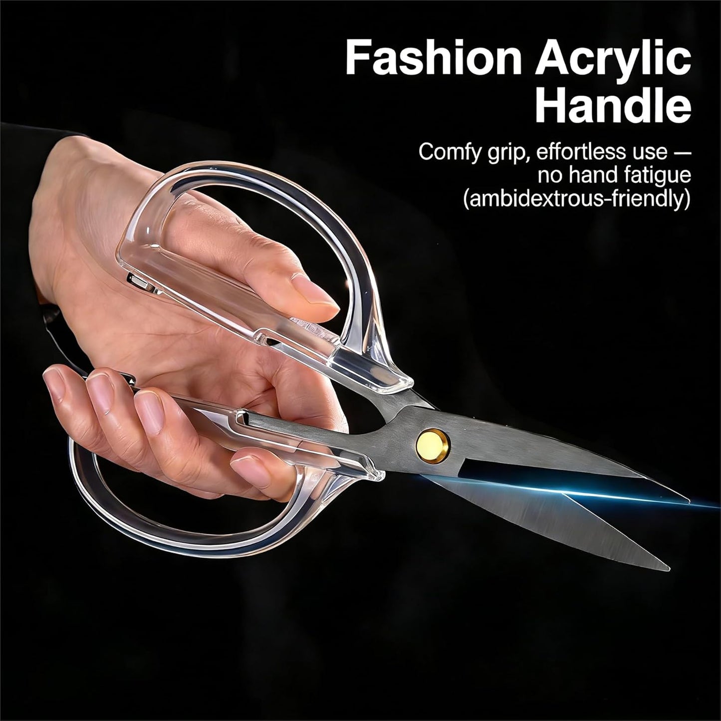 Kitchen Shears Scissors, ARCHIKING 7.7inch Gold Titanium Plated Scissor-Meat and Poultry Shears, Dishwasher Safe, Acrylic Handel All Purpose Stainless Steel Utility Scissor - Diamond Clear