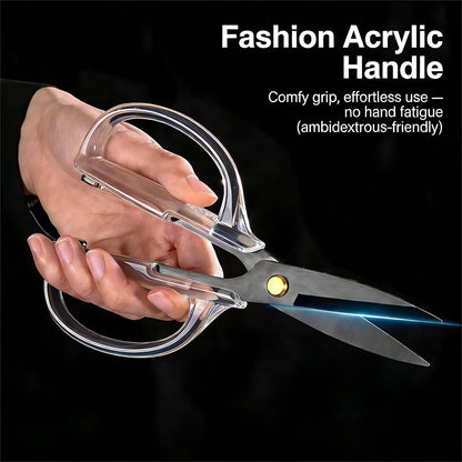 Kitchen Shears Scissors, ARCHIKING 7.7inch Gold Titanium Plated Scissor-Meat and Poultry Shears, Dishwasher Safe, Acrylic Handel All Purpose Stainless Steel Utility Scissor - Diamond Clear