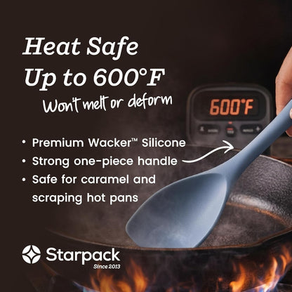 Starpack Stir and Serve Silicone Cooking Utensils Set (5-Piece, 11") - LFGB Non Toxic, 600°F Heat Resistant, BPA-Free - One-Piece Seamless, Dishwasher Safe - for Nonstick Cookware, Earthy Pink