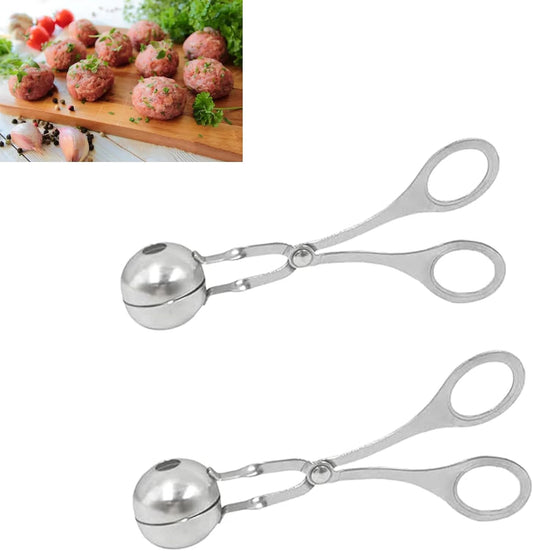2 Pack Meat Baller Stainless Steel Meatball Scoop Ball Maker None-Stick Baller Tongs Meat Ball Maker Mold Cake Pop,Ice Tongs,Cookie Dough Scoop for Kitchen Cooking