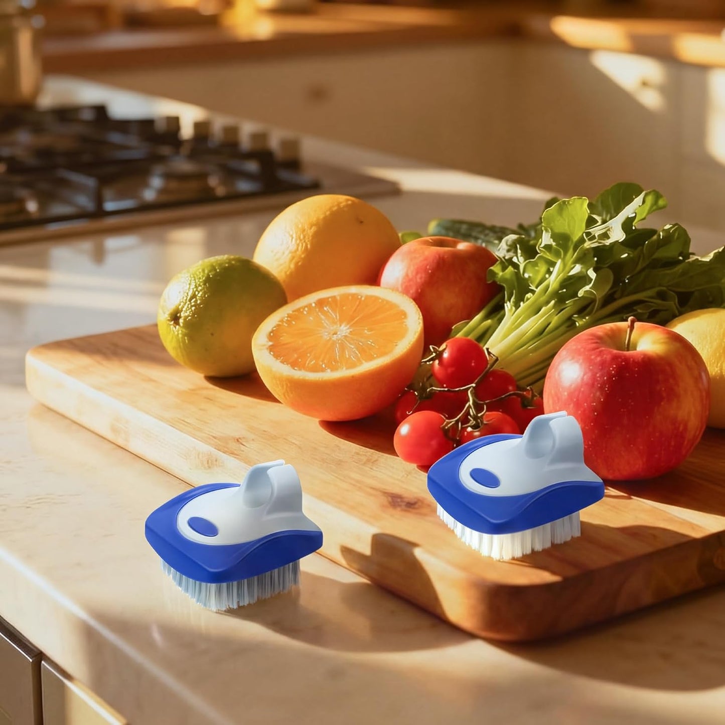 Aodaer 4 Pieces Vegetable Brush Potato Scrubber Brush Silicone Hard and Soft Side Fruit Cleaning Tools for Delicate or Tough-Skinned Vegetables